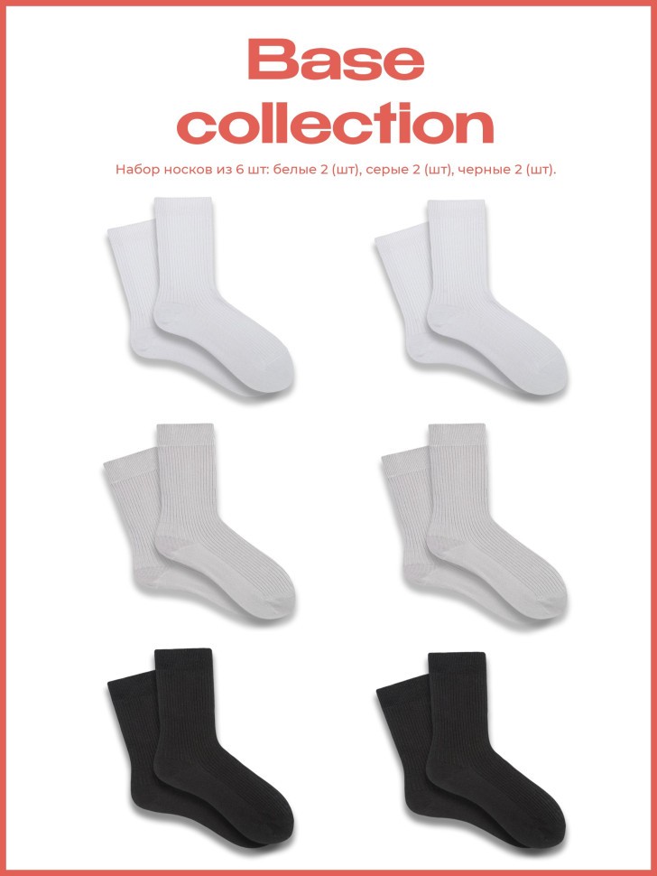 Набор носков Nicenonice Standard "Базовый №1", 6 шт.