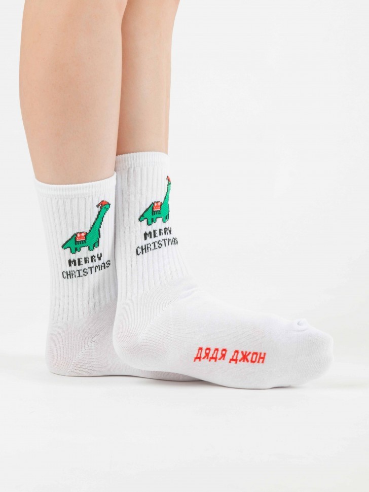 Носки ДЯДЯ ДЖОН Универсальные "НГ: Merry Christmas Dino"
